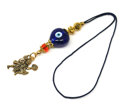 Evil Eye Protection Lord Hanuman ji Kavach (Amulet)-Cell Phone Dangler-Rear View Mirror Car Hanger-Indian Hindu God of Protection & Strength