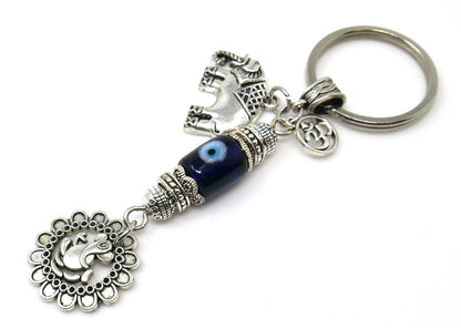 Ganesha | Evil Eye Protection |Ganesha & Lucky Elephant Key Ring | Good Luck | Happiness | Good Fortune | Success | Prosperity |Spirituality