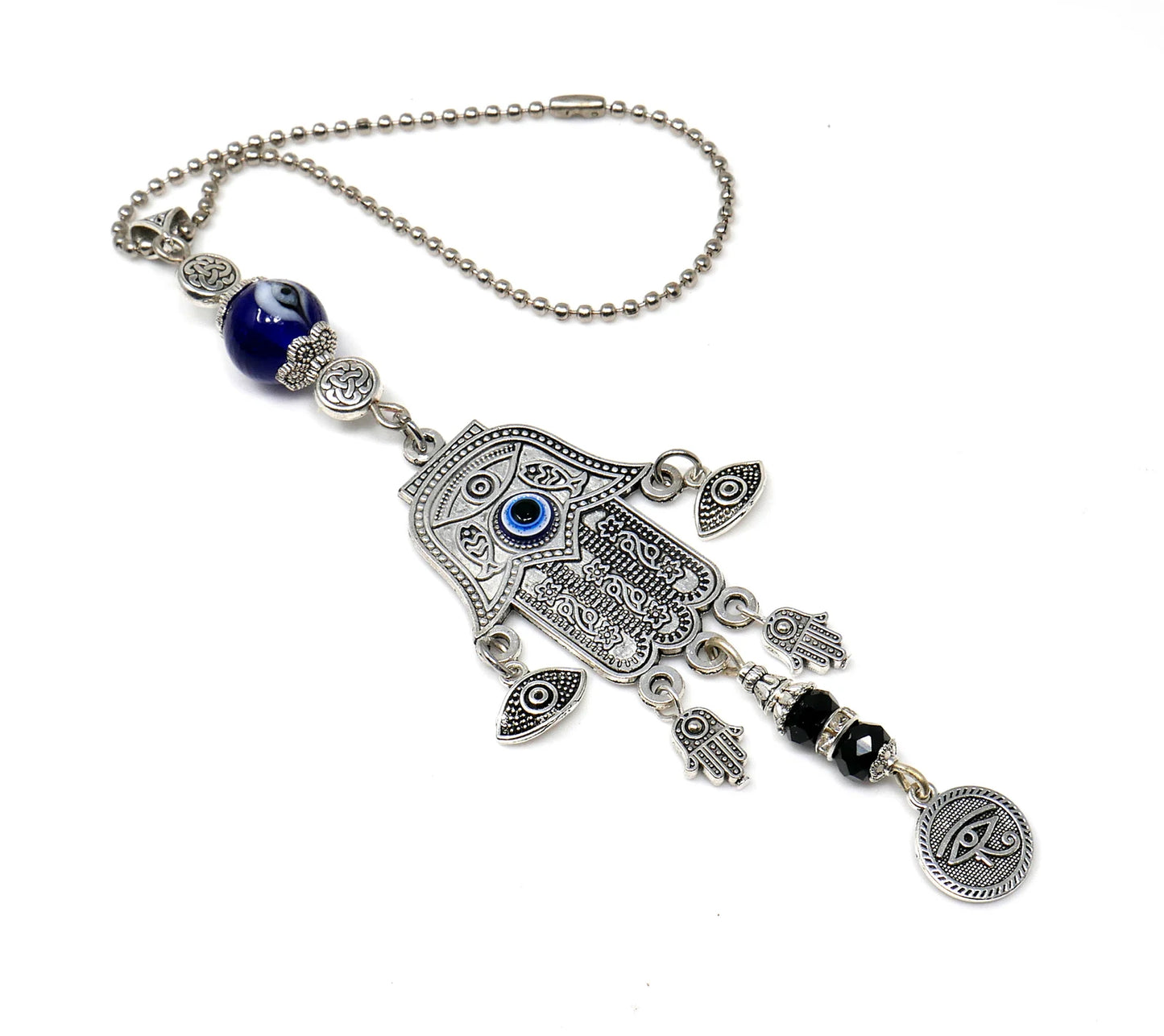 Hamsa Hand Rear View Mirror Evil Eye Protection Hanging Accessories- Hamsa Home Lucky Charms-Car Mirror Decor Ornament-New Car Owner Gift