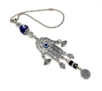 Hamsa Hand Rear View Mirror Evil Eye Protection Hanging Accessories- Hamsa Home Lucky Charms-Car Mirror Decor Ornament-New Car Owner Gift