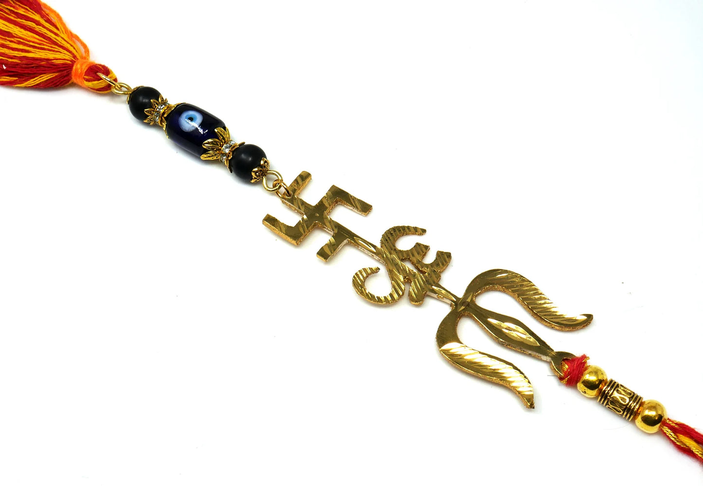 Trishakti Brass(Swastik Om Trishul Yantra) Evil Eye Hanging-Trishakti Yantra for Negative Energies Protection for Home/Car/Office/Business