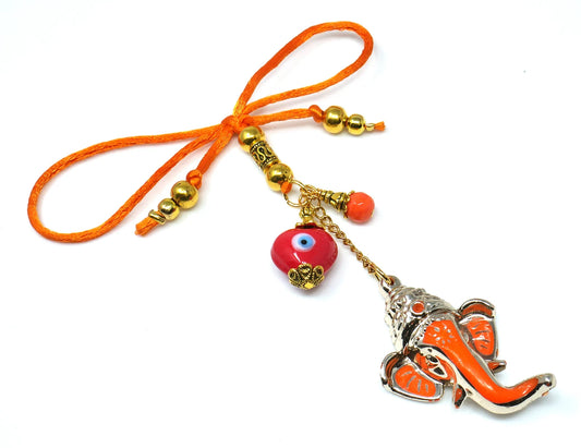Ganesha | Evil Eye Protection | Car Rearview Mirror Ornament | Good Luck | Happiness | Good Fortune | Success | Prosperity | Spirituality