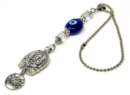 Lord Ganesha Evil Eye Protection Hanging for Home/Car/Office/Business, Namaste Gift for Good Luck