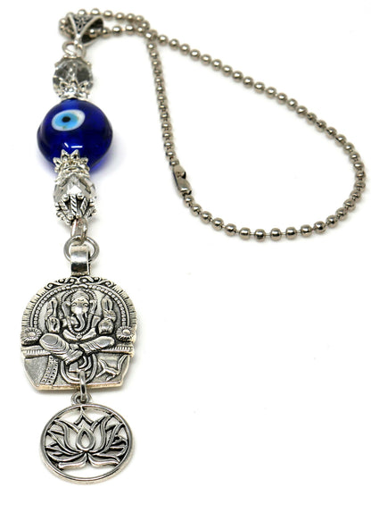 Lord Ganesha Evil Eye Protection Hanging for Home/Car/Office/Business, Namaste Gift for Good Luck