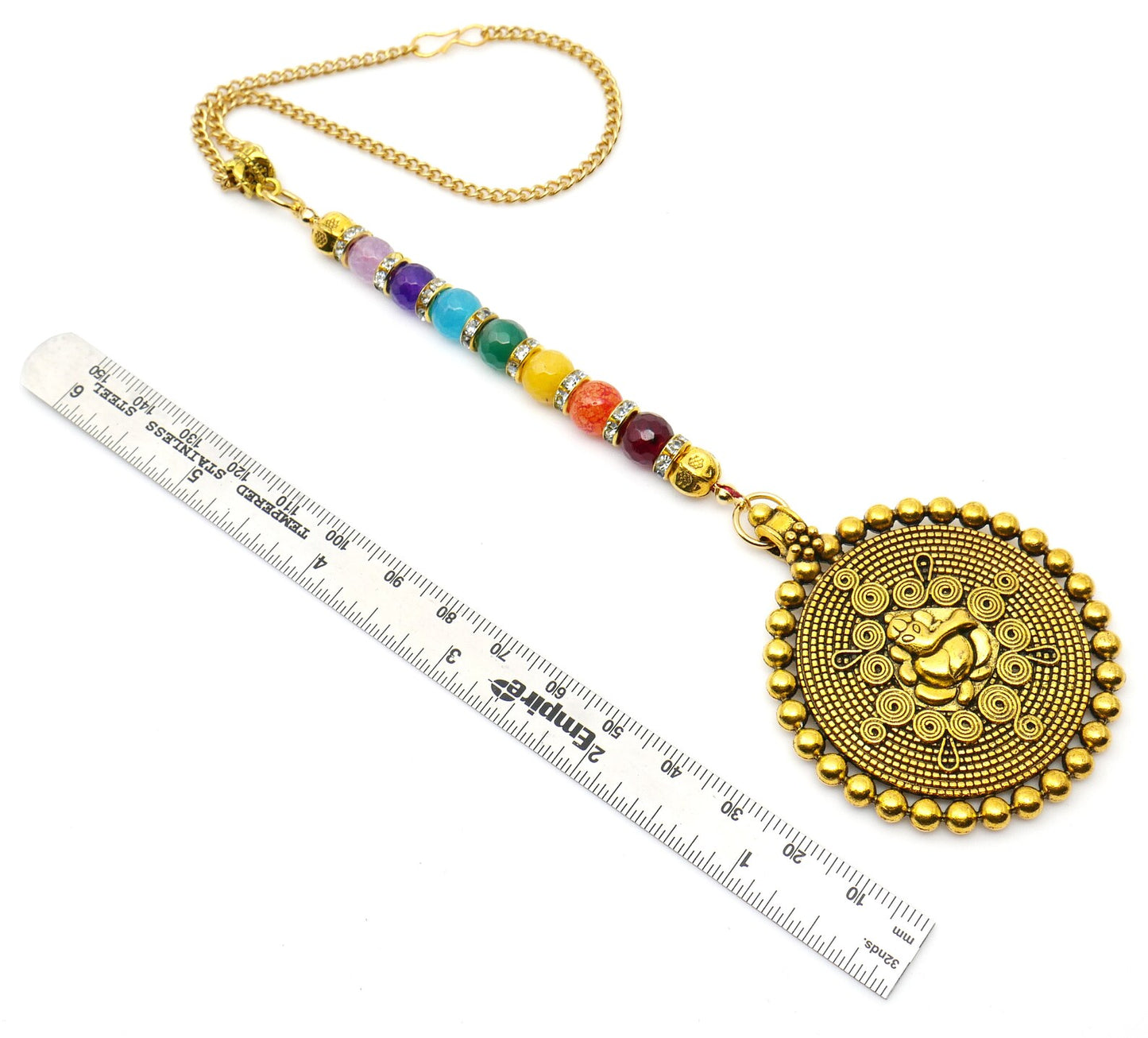 Seven Chakra Lord Ganesha Spiritual Car Rear view Hanging, Seven Chakra Natural Stone Beads Ganesha Mandela Car Mirror Hanging Ornament