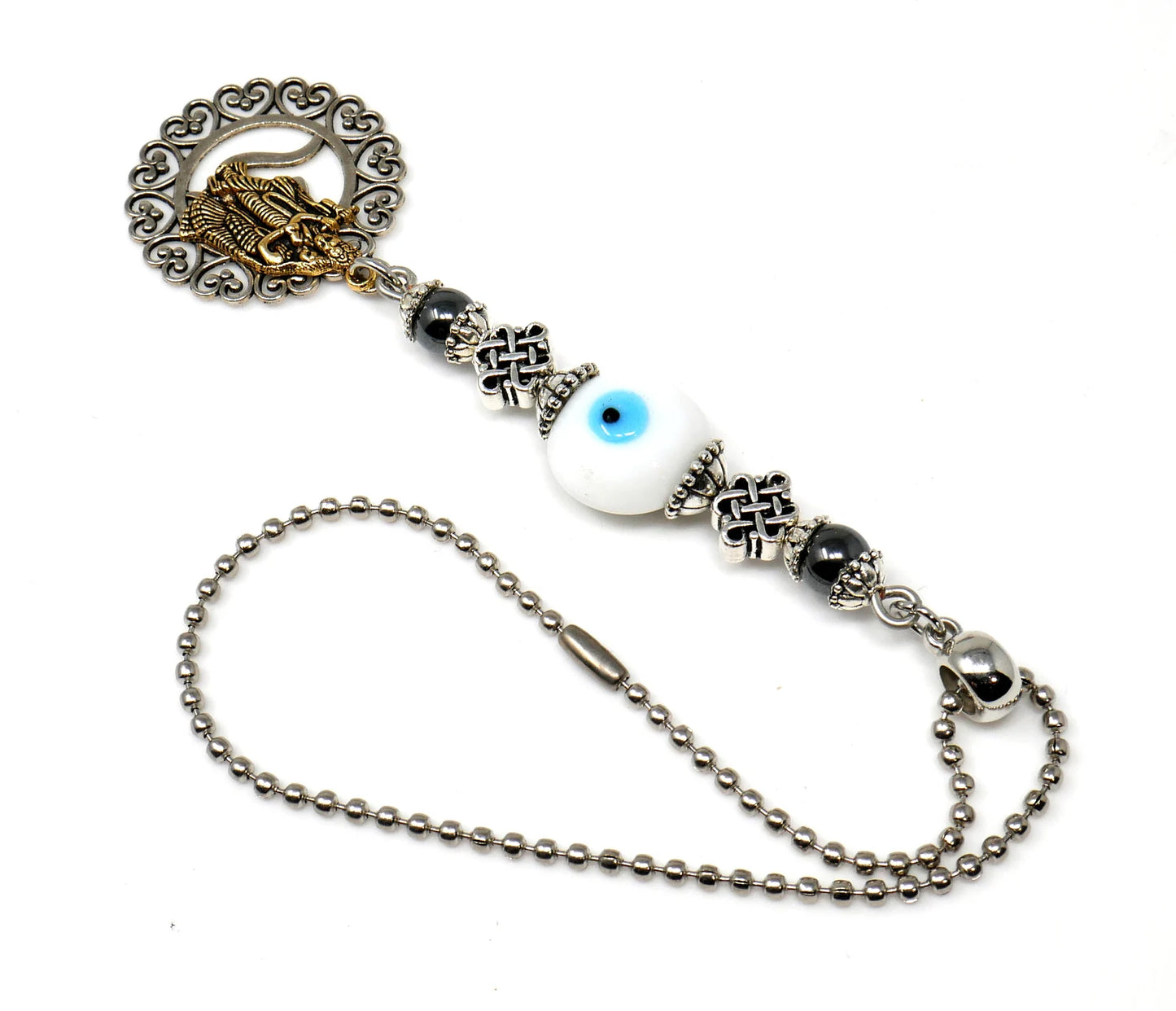 Krishna & OM Mystic Evil Eye Car Rear View Mirror Hanging for Buri Nazar/Buri Drishti and Negative Vibes/Good Luck Protection, Namaste Gift