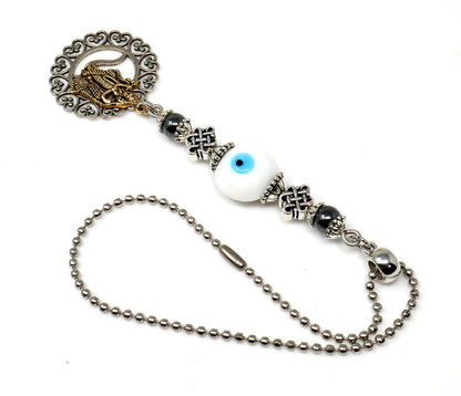 Krishna & OM Mystic Evil Eye Car Rear View Mirror Hanging for Buri Nazar/Buri Drishti and Negative Vibes/Good Luck Protection, Namaste Gift