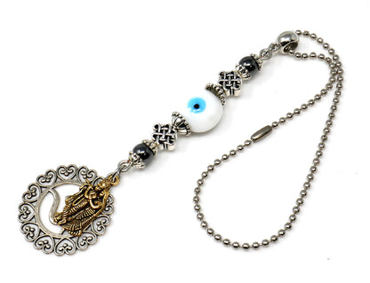 Krishna & OM Mystic Evil Eye Car Rear View Mirror Hanging for Buri Nazar/Buri Drishti and Negative Vibes/Good Luck Protection, Namaste Gift