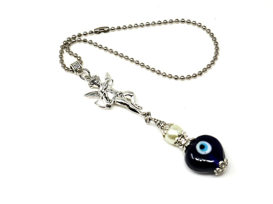 Evil Eye, Evil Eye Protection, Guardian Angel Car Rear View Mirror Ornament Charm, Angel Bag Charm, Travel Angel Protection, New Driver Gift