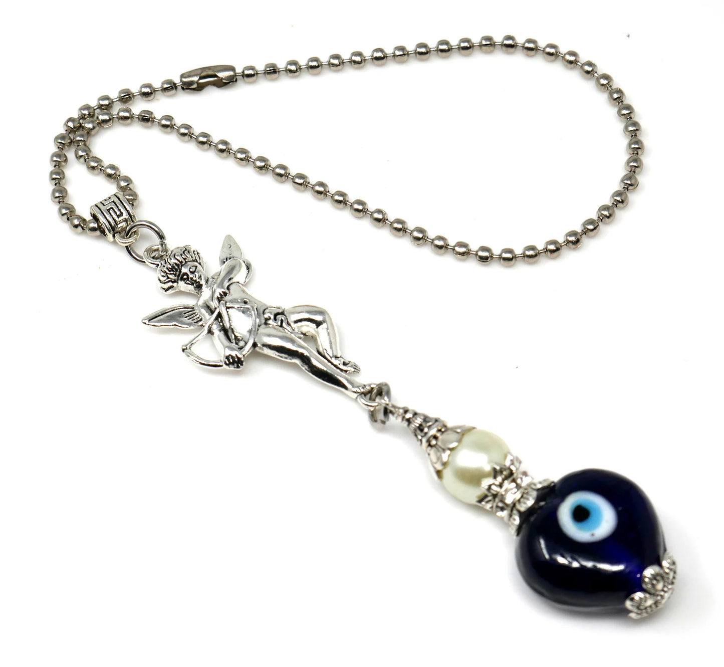 Evil Eye, Evil Eye Protection, Guardian Angel Car Rear View Mirror Ornament Charm, Angel Bag Charm, Travel Angel Protection, New Driver Gift