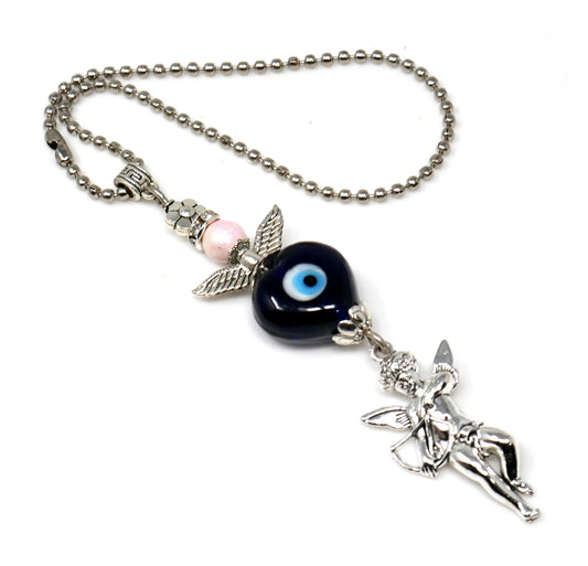 Evil Eye, Evil Eye Protection, Guardian Angel Car Rear View Mirror Ornament Charm, Angel Bag Charm, Travel Angel Protection, New Driver Gift