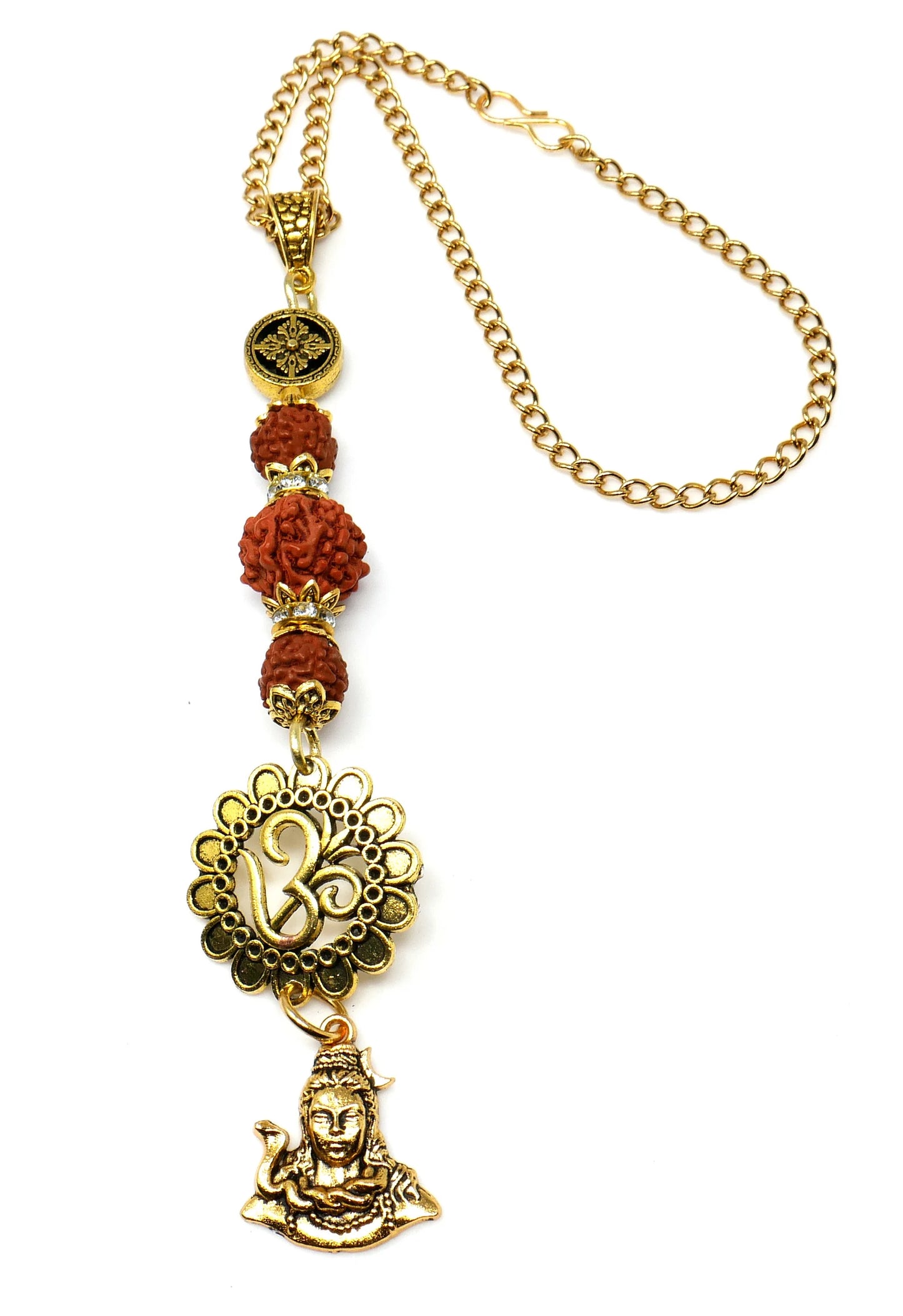 Divine Shiva Trishul Rudraksha And OM Car Hanging, Trident Pendant, Evil Eye Protection Amulet, Hindu Mirror Charm, Spiritual Car Decor Gift