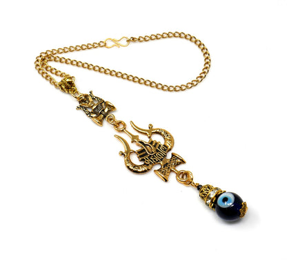 Shiva Trishul Damroo Pendant Evil Eye Protection Car Mirror Hanging,Mahakala & Naag Shivling Divine Protection Amulet,Namaste Good Luck Gift