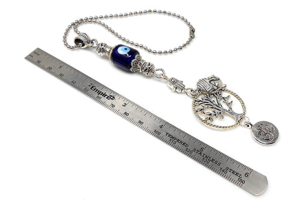 Evil Eye Protection Divine OM, Buddha, Hamsa & Tree Of Life Key Chain/ Key Ring for Good Luck, Car Hanging for Safe Travel and Protection