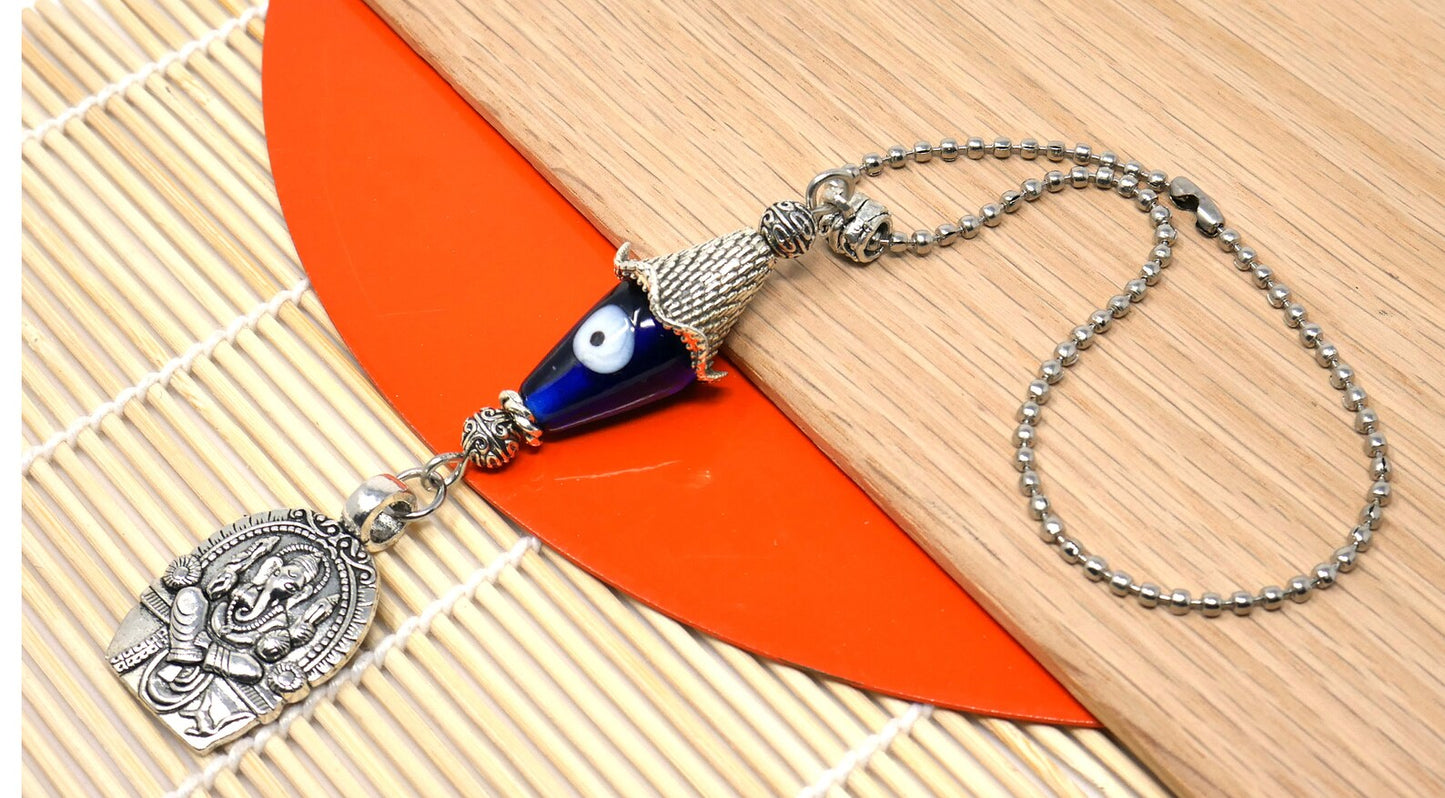 Lord Ganesha Evil Eye Protection Hanging for Home/Car/Office/Business, Namaste Gift for Good Luck