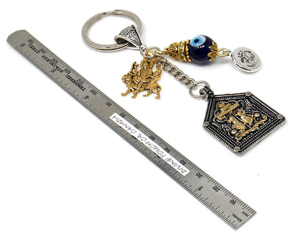 Durga,Hindu Goddess Durga Evil Eye Protection Car Rear View Mirror Hanging,Goddess Durga Holy Feet Key Ring for Home Office Car,Namaste Gift
