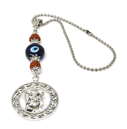 Ganesha | Evil Eye Protection | Car Rearview Mirror Ornament | Good Luck | Happiness | Good Fortune | Success | Prosperity | Spirituality