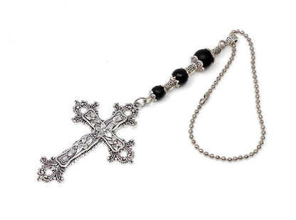Holy Cross Car Charms Rear View Mirror | Natural Stone Beads | Cross Car Rearview Mirror Ornament | Car Hanger| Blessings | Faith | Hope