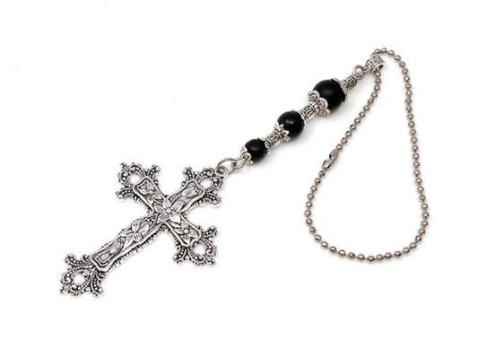 Holy Cross Car Charms Rear View Mirror | Natural Stone Beads | Cross Car Rearview Mirror Ornament | Car Hanger| Blessings | Faith | Hope