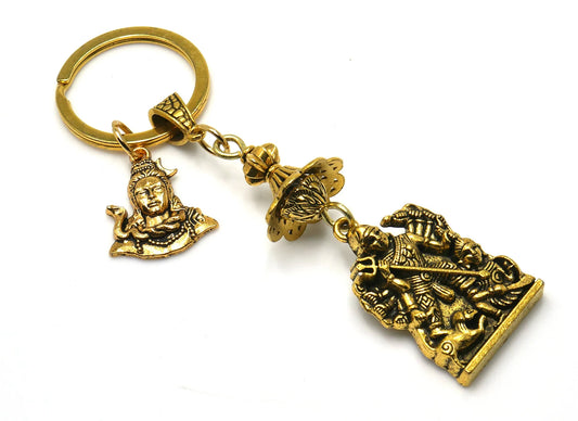 Shiv Shakti Key Ring for Pocket & Wallet , Hindu Goddess maa Durga and Shiva Key Ring for divine blessing/Protection/Shieling, Namaste Gift