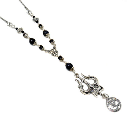 Lord Shiva Trishul Damru & Om Car Mirror Hanging, Natural Blue Sand Stone Beads and Baba Bholenath/Shiv Shambhu Trishul Protection Hanging