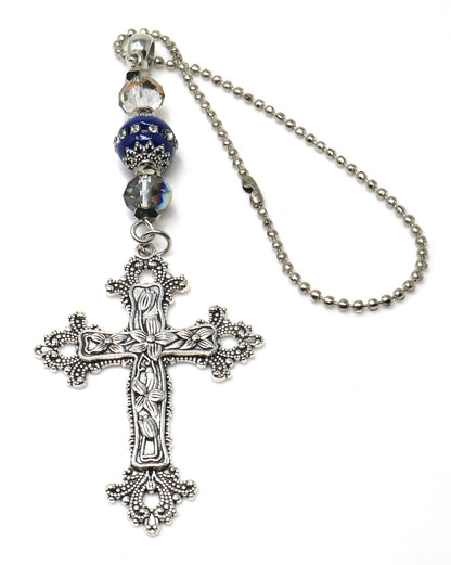 Car Rear View Mirror Cross charm hanging | Evil Eye Protection | House Warming Gift | New House gift for Good Luck | New Car Namaste Gift