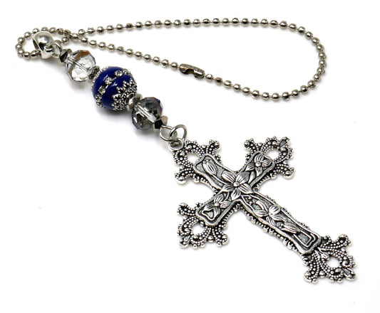 Car Rear View Mirror Cross charm hanging | Evil Eye Protection | House Warming Gift | New House gift for Good Luck | New Car Namaste Gift