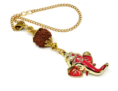 Lord Ganesha Car Rearview Mirror Ornamental Hanging | Happiness | Good Luck Fortune & Prosperity | Success in Study | Overcome Obstacles