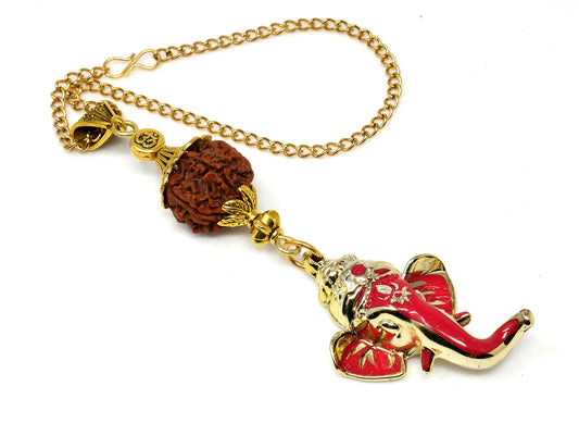Lord Ganesha Car Rearview Mirror Ornamental Hanging | Happiness | Good Luck Fortune & Prosperity | Success in Study | Overcome Obstacles