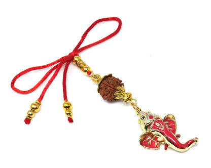 Lord Ganesha Car Rearview Mirror Ornamental Hanging | Happiness | Good Luck Fortune & Prosperity | Success in Study | Overcome Obstacles