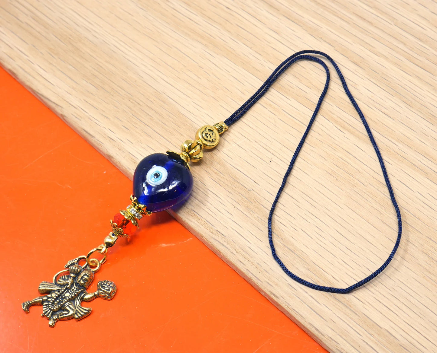 Evil Eye Protection Lord Hanuman ji Kavach (Amulet)-Cell Phone Dangler-Rear View Mirror Car Hanger-Indian Hindu God of Protection & Strength