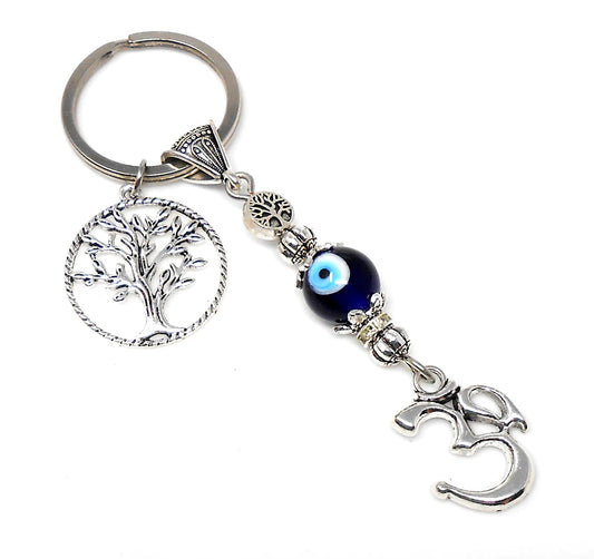 Tree of Life |Evil Eye Protection |Bag Backpack Charm Ornament | Namaste Gift for Good Luck | Car Mirror Hanging Charm Gift for Positivity