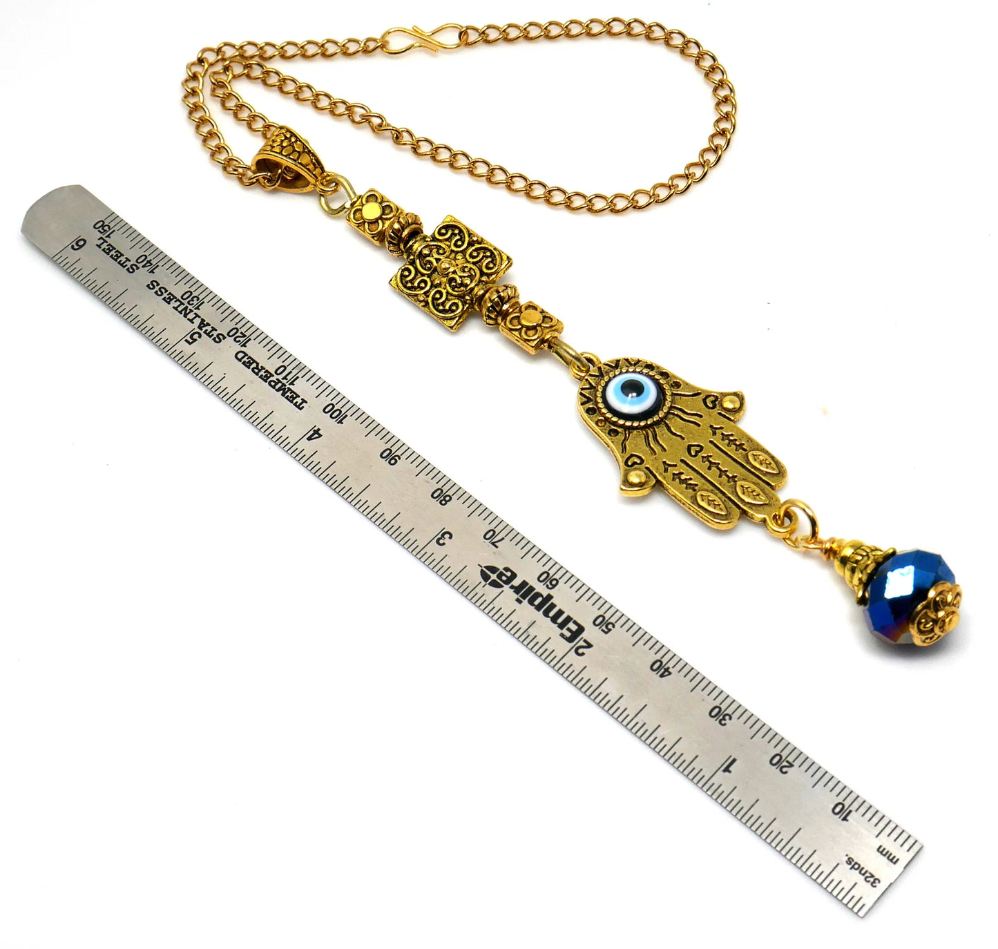Evil Eye, Evil Eye Protection Hamsa Hand & OM Car Rear View Mirror Décor Hanging, OM Hamsa Car Charm for Positive Vibrations and Good Luck