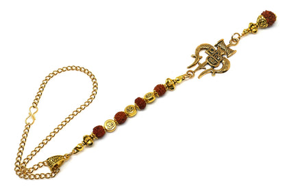 Divine Shiva Trishul Car Hanging, Rudraksha & Om Trident Pendant, Evil Eye Protection Amulet, Hindu Mirror Charm, Spiritual Car Decor Gift