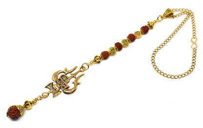 Divine Shiva Trishul Car Hanging, Rudraksha & Om Trident Pendant, Evil Eye Protection Amulet, Hindu Mirror Charm, Spiritual Car Decor Gift