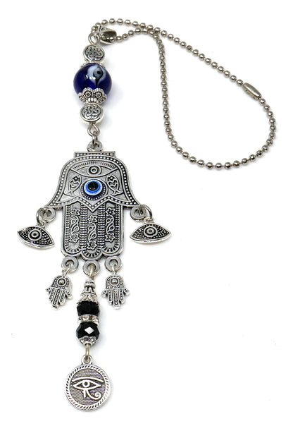 Hamsa Hand Rear View Mirror Evil Eye Protection Hanging Accessories- Hamsa Home Lucky Charms-Car Mirror Decor Ornament-New Car Owner Gift
