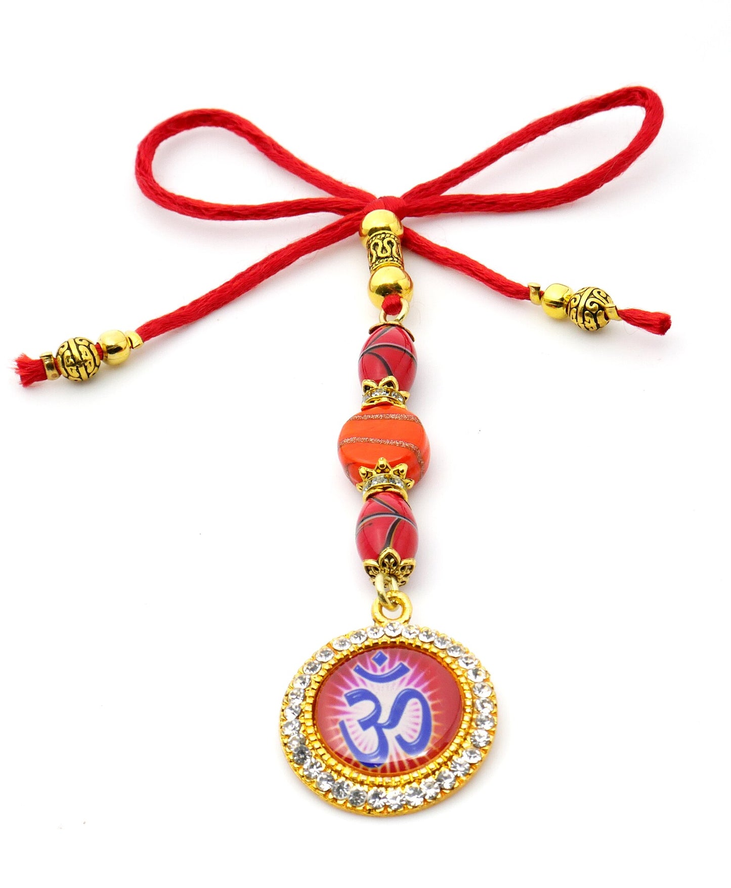 Evil Eye-Evil Eye Protection-Divine OM Evil Eye Protection Car Rear View Mirror Ornament-AUM Handbag Hanging for Good Luck & Good Fortune