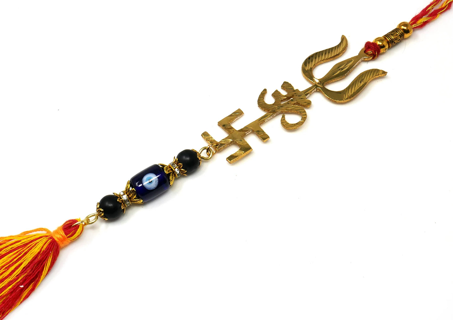 Trishakti Brass(Swastik Om Trishul Yantra) Evil Eye Hanging-Trishakti Yantra for Negative Energies Protection for Home/Car/Office/Business