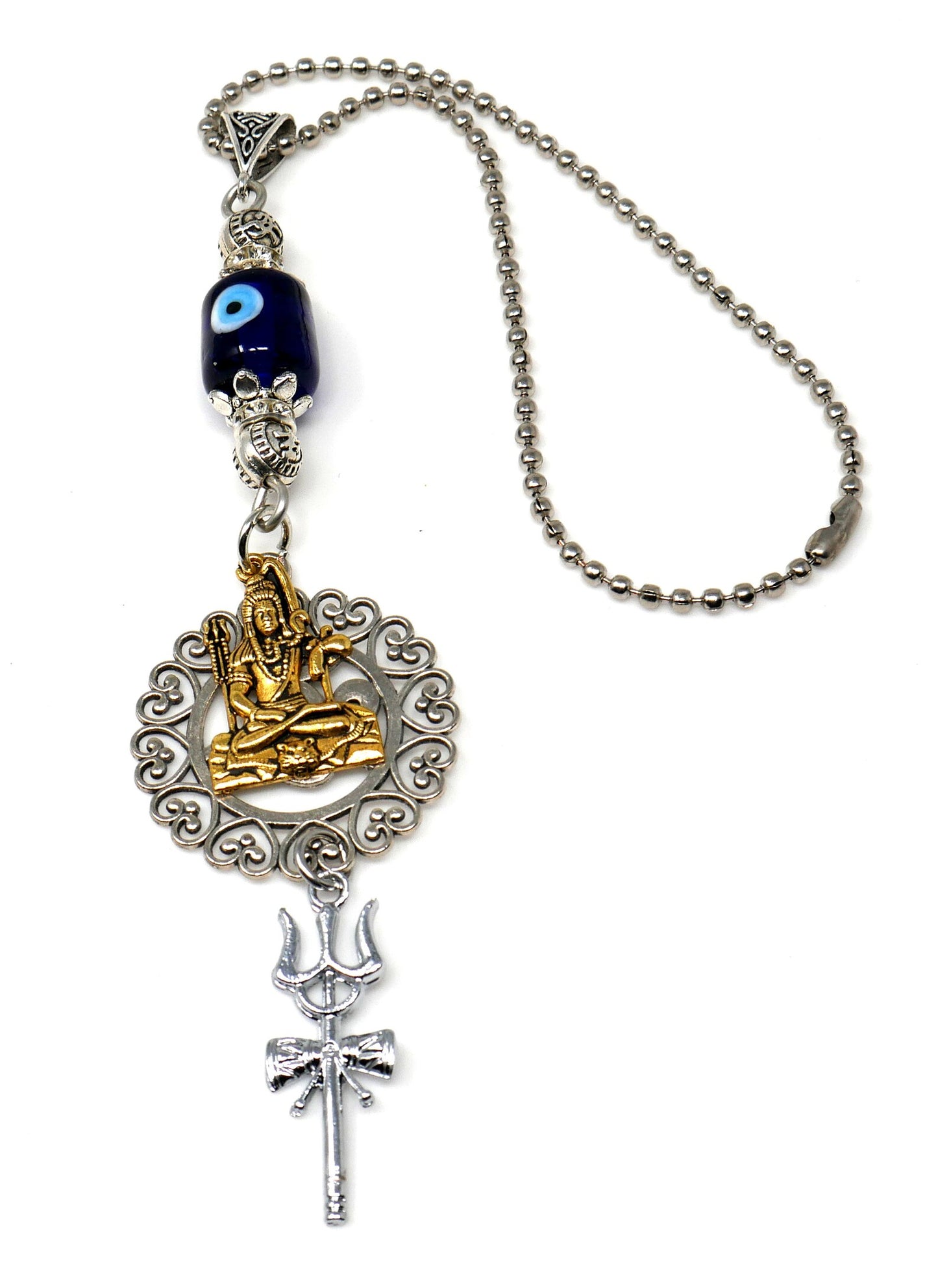 Lord Shiva Trishul Damroo & OM Pendant Evil Eye Hanging-Lord Shiva / Mahadev Trishul Pendant Evil Eye Protection Door Knob Namaste Hanging