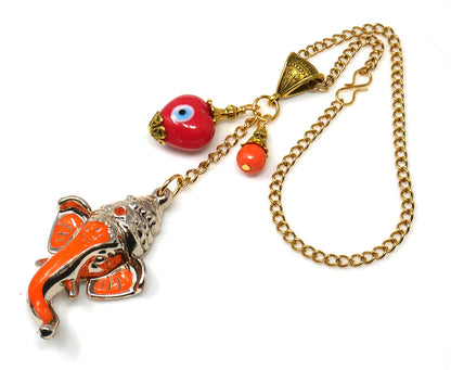 Ganesha | Evil Eye Protection | Car Rearview Mirror Ornament | Good Luck | Happiness | Good Fortune | Success | Prosperity | Spirituality