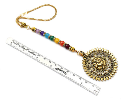 Seven Chakra Lord Ganesha Spiritual Car Rear view Hanging, Seven Chakra Natural Stone Beads Ganesha Mandela Car Mirror Hanging Ornament