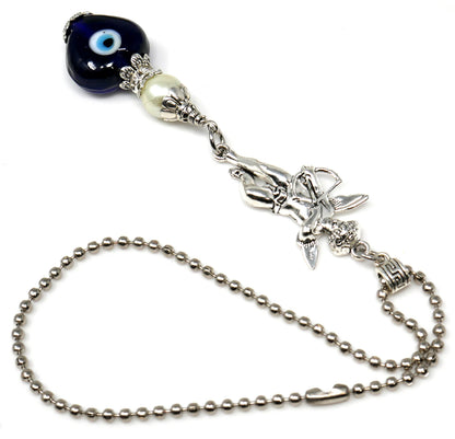 Evil Eye, Evil Eye Protection, Guardian Angel Car Rear View Mirror Ornament Charm, Angel Bag Charm, Travel Angel Protection, New Driver Gift