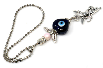 Evil Eye, Evil Eye Protection, Guardian Angel Car Rear View Mirror Ornament Charm, Angel Bag Charm, Travel Angel Protection, New Driver Gift