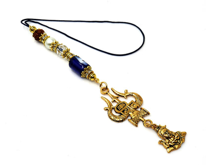 Evil Eye Protection Divine Shiva Trishul Pendant Car Mirror Hanging, Handbag/Backpack Hanging for Good Luck Protection