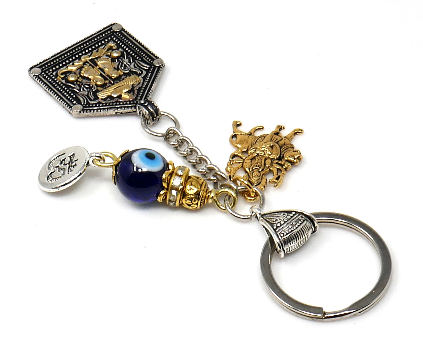 Durga,Hindu Goddess Durga Evil Eye Protection Car Rear View Mirror Hanging,Goddess Durga Holy Feet Key Ring for Home Office Car,Namaste Gift
