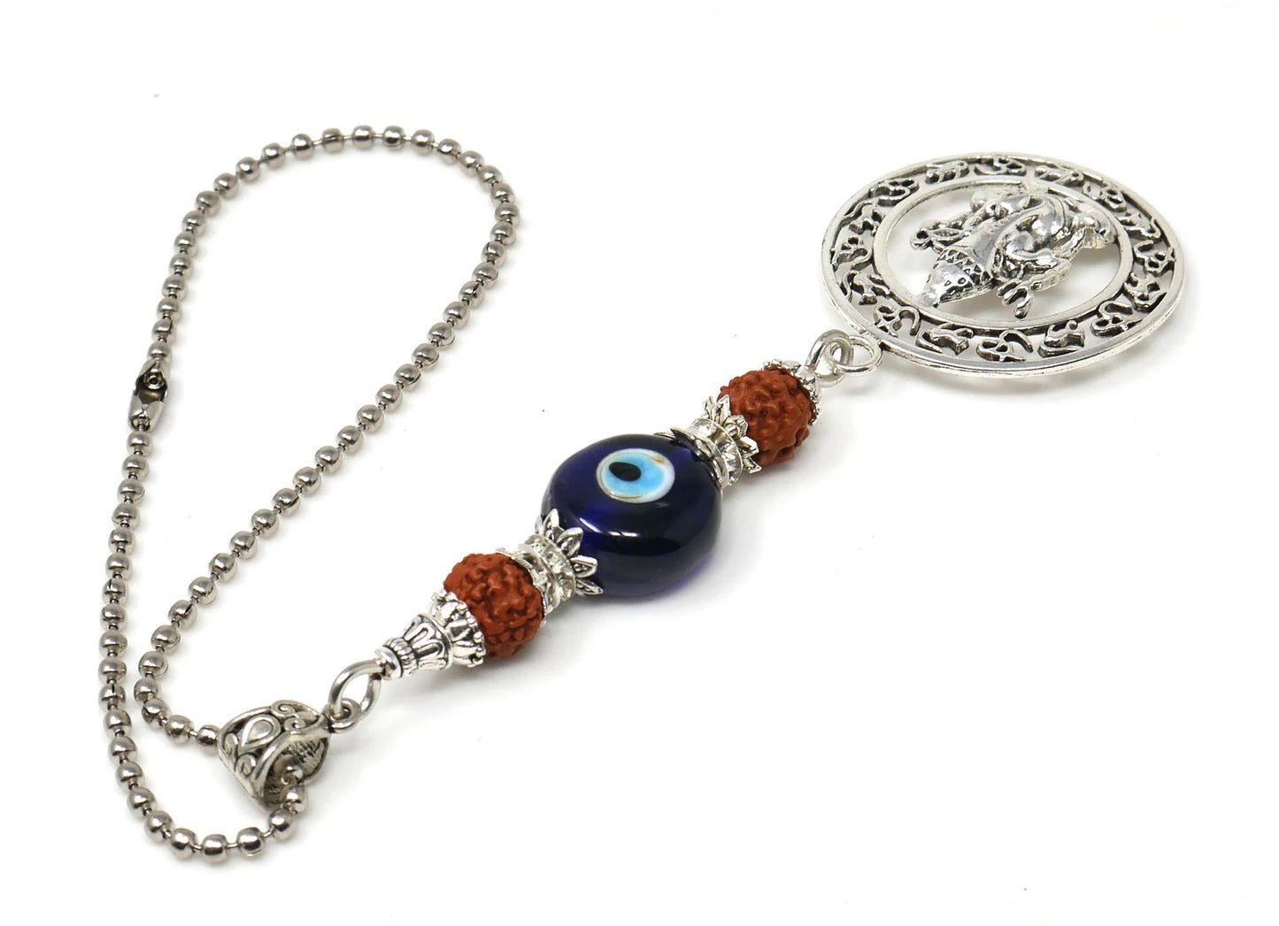 Ganesha | Evil Eye Protection | Car Rearview Mirror Ornament | Good Luck | Happiness | Good Fortune | Success | Prosperity | Spirituality