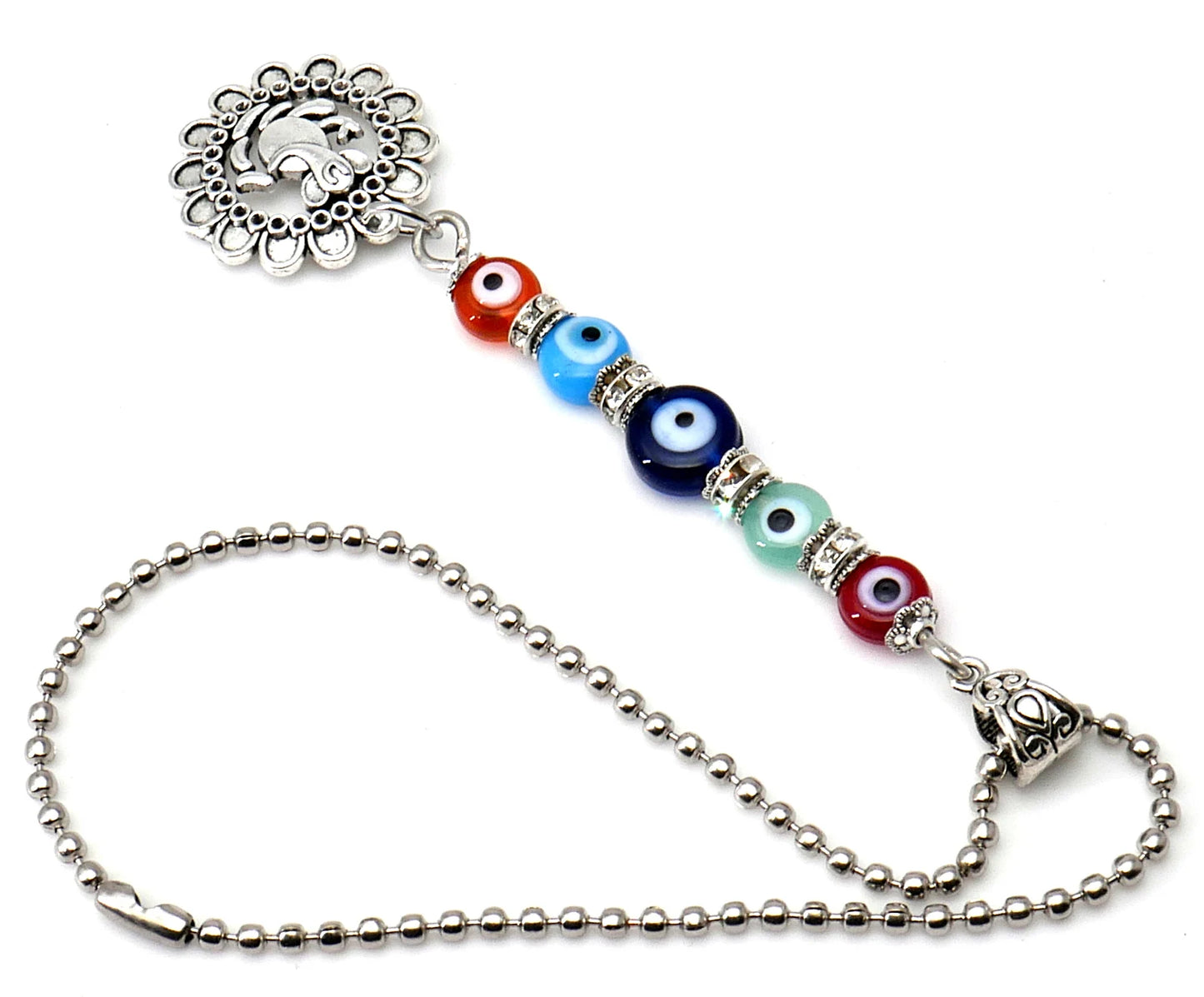 Ganesha | Evil Eye Protection | Car Rearview Mirror Ornament | Good Luck | Happiness | Good Fortune | Success | Prosperity | Spirituality
