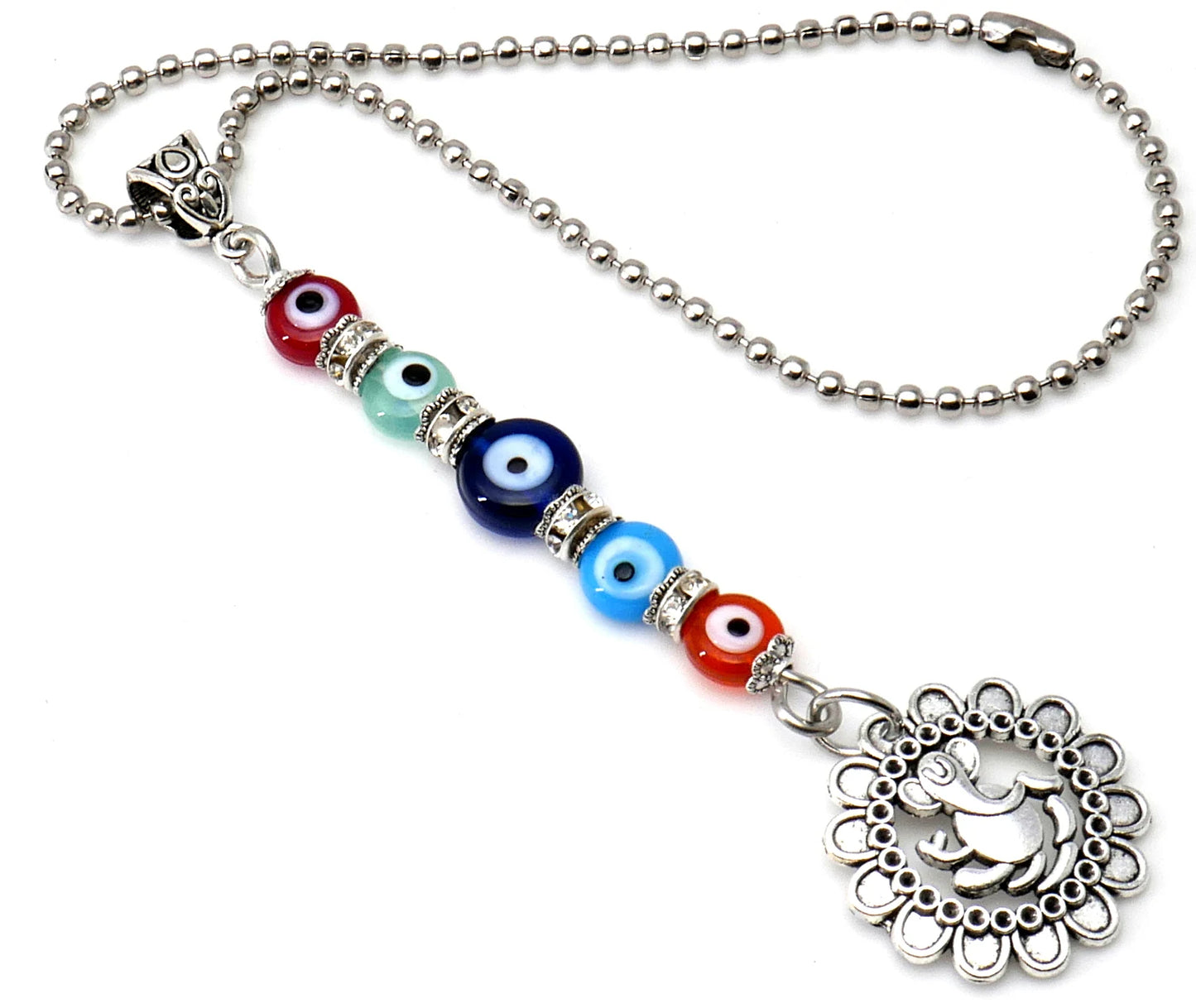 Ganesha | Evil Eye Protection | Car Rearview Mirror Ornament | Good Luck | Happiness | Good Fortune | Success | Prosperity | Spirituality