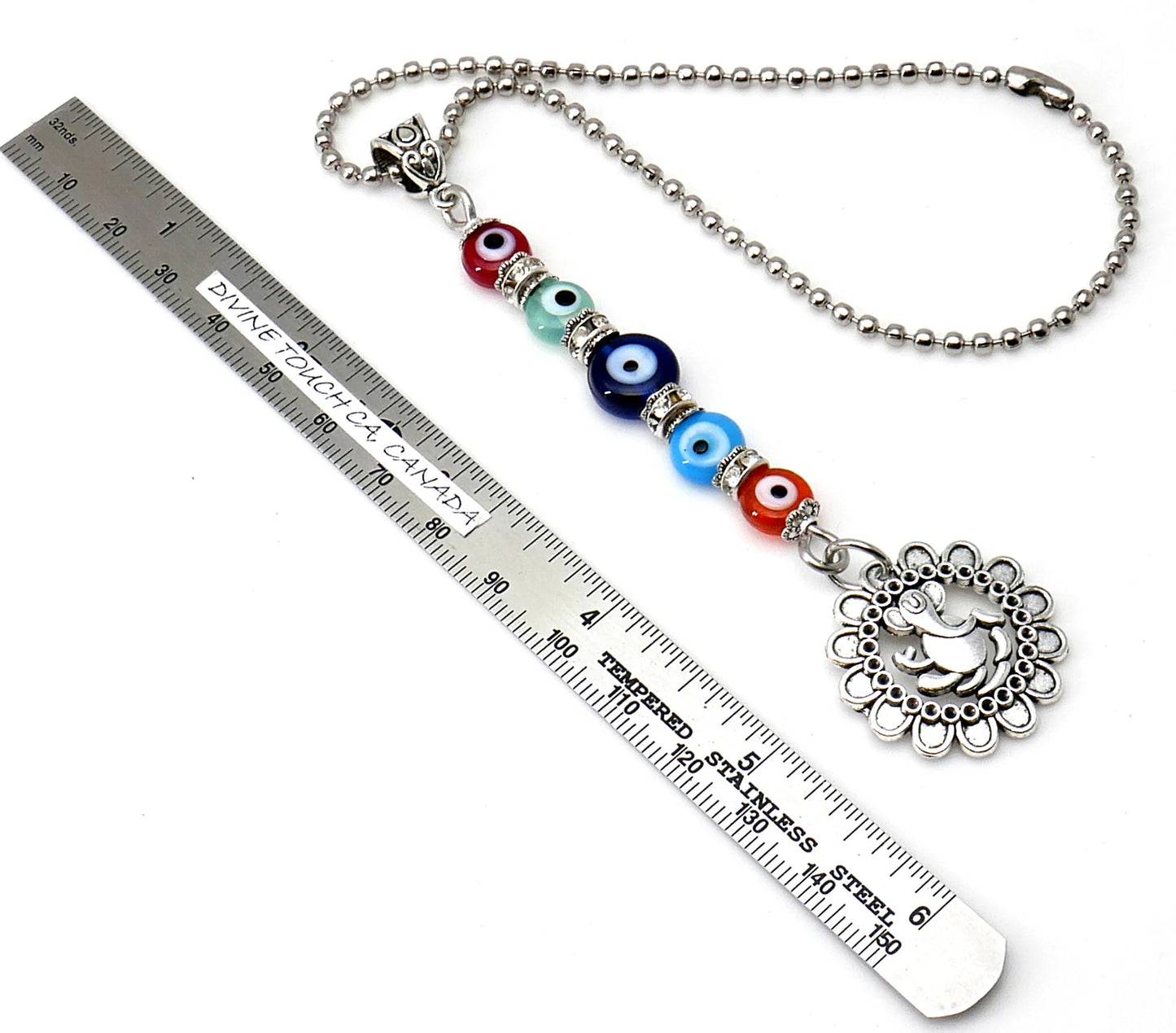 Ganesha | Evil Eye Protection | Car Rearview Mirror Ornament | Good Luck | Happiness | Good Fortune | Success | Prosperity | Spirituality