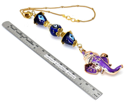 Ganesha | Evil Eye Protection | Car Rearview Mirror Ornament | Good Luck | Happiness | Good Fortune & Prosperity | Success in Study